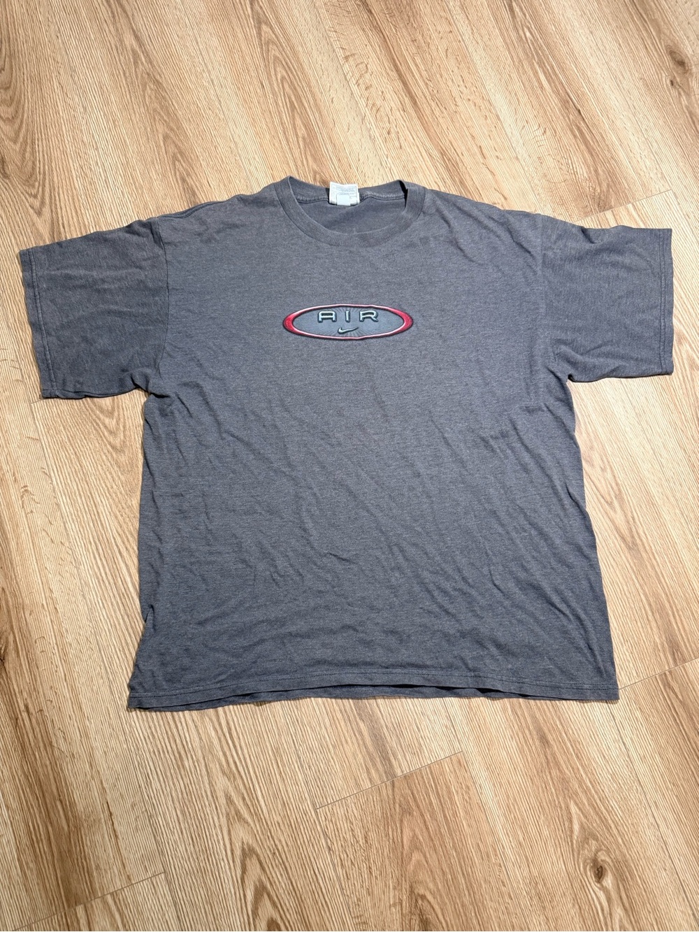 Vintage Nike Air Mens T-Shirt L Gray Embroidered Oval Center Logo Y2K Tee